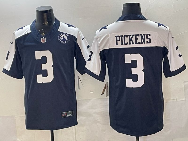 Men 2026 Dallas Cowboys #3 Pickens Blue 3th generations Nike Limited NFL Jersey style 03->dallas cowboys->NFL Jersey